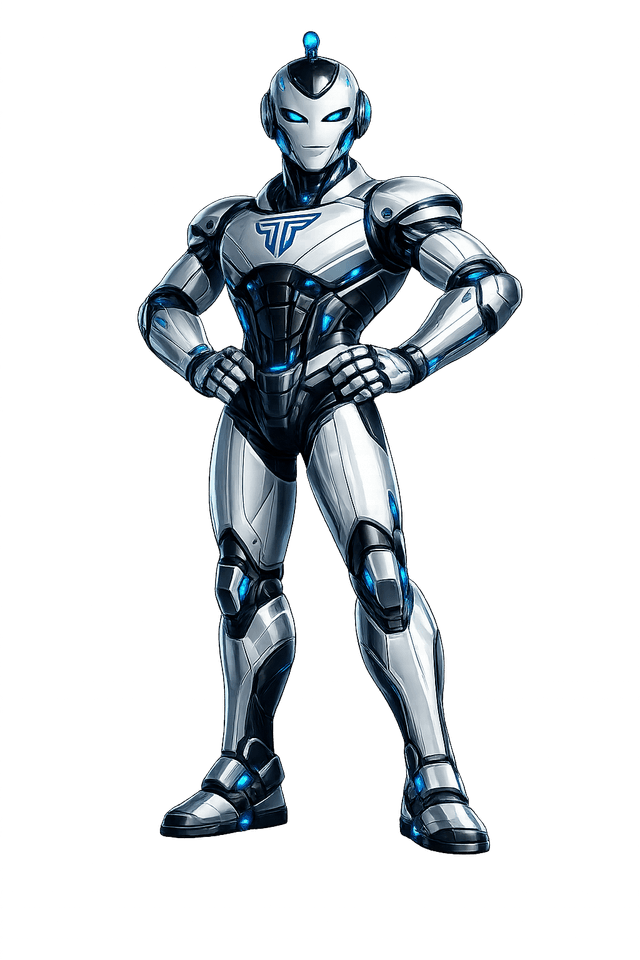 TechGurus AI robot standing confidently